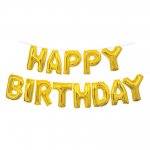 Gold Happy Birthday Foil Letter Balloon Banner Kit 14"