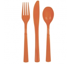 Pumpkin Orange Solid Assorted Plastic Cutlery 18pc