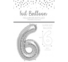 25" Number 6 Silver Foil Balloon