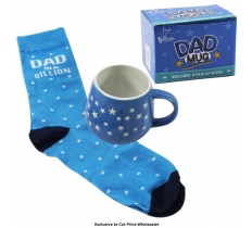 Dad Mug with Star Design and Dad in a Billion Socks with Box