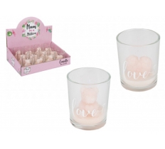 Scented Rose Bear & Heart Candles In Glass