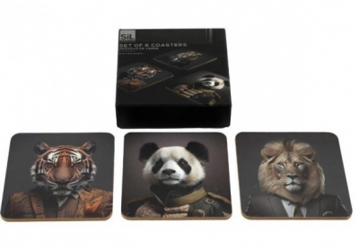 Jungle Animal Head Coasters 6PACK