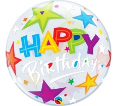 Qualatex 22" Stars Birthday Single Bubble Balloon