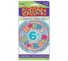 Age 6 Birthday Prism Round Foil Balloon 18"