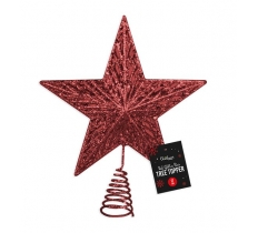 Red Glitter Star Tree Topper 17cm Dia