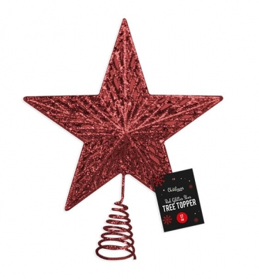 Red Glitter Star Tree Topper 17cm Dia