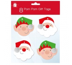 Christmas Tags 8 Pack Pom Pom