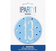 Birthday Blue Glitz Number 13 Badge