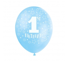 Blue 1St Birthday 12" Latex Balloons 5 Pack