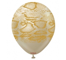Kalisan Safari Snake White Gold Printed Latex Balloons