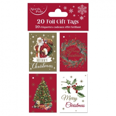 Christmas Traditional Foil Gift Tag 20 Pack