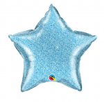 Qualatex 20" Star Glittergraphic Light Blue Balloon