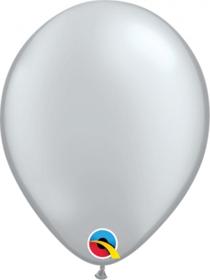 Qualatex 5" Plain Latex Round Silver 100Ct