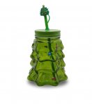 Christmas Tree Glass Cup with Straw 550ml