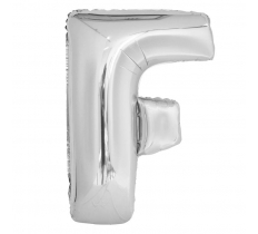 Silver Letter F Shaped Foil Balloon 34" Pack aged