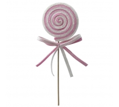 Christmas Lollipop Pick Pink And white 32cm