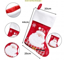 DELUXE PLUSH RED SANTA WEARING TARTAN STOCKING 40CM X 25CM