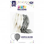 White & Silver Balloons 10 Pack ( Assorted )