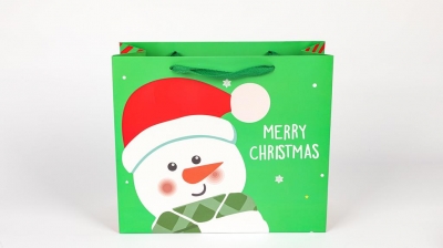 Snowman Green Gift bag small 25x21x10cm