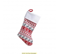 DELUXE PLUSH RED CLASSIC KNITTED STOCKING 40CM X 25CM