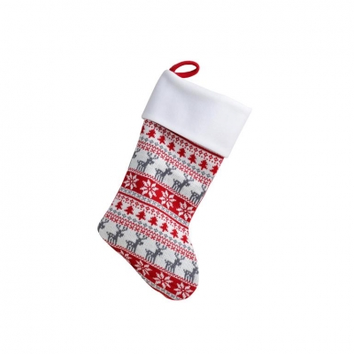 Deluxe Plush Red Classic Nordic Christmas Stocking 40cm X 25cm