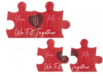 Valentine's Day Love Decal Puzzle Pieces 9cm Set Of 2