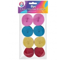 8Pc 2.5cmx10M Crepe Streamers