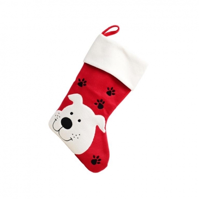 Deluxe Plush Red Dog With Black Paws Stocking 40cm X 25cm