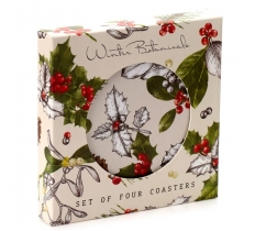 Christmas Winter Botanicals Set of 4 Cork Coasters