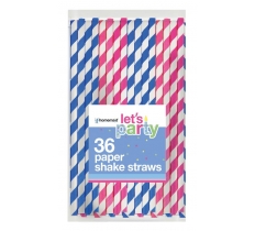 Striped Shake Paper Straws 36 Pack