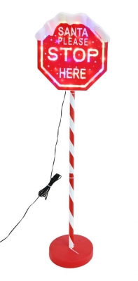 Timer Led Santa Stop Here Sign Dual Porpuse