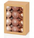 Christmas Baubles Rose Gold 30mm ( 24 Pack )