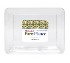 REUSABLE PLATTER RECTANGLE CLEAR 24X20CM