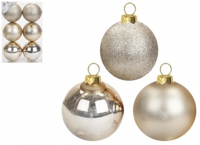 BAUBLES 6CM CHAMPAGNE BOX OF 6