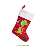 Deluxe Plush Red White Top Dinosaur Stocking 40cm X 25cm