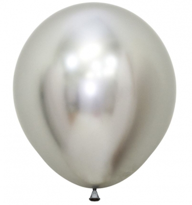 Reflex Silver Latex Balloons 18"/45cm- 15 Pack