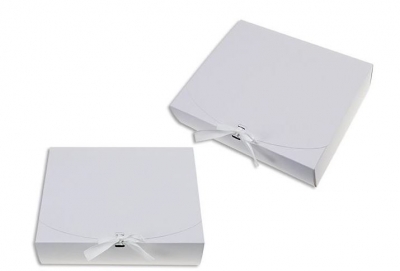 White Gift Box With Ribbon 31cm x 25cm x 8cm