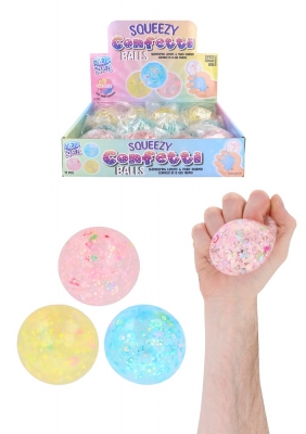 Squeezy Confetti Balls (6cm) 3 Assorted Colours