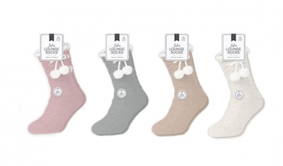 Chenille Cable Lounge Socks With Grippers