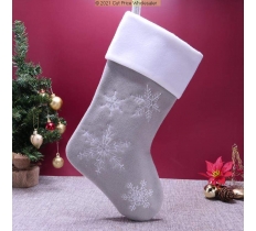 Deluxe Plush Silver Modern Snowflake Stocking 40cm X 25cm