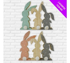 3 Bunny With Pom Pom Stand ( 23166Dav )