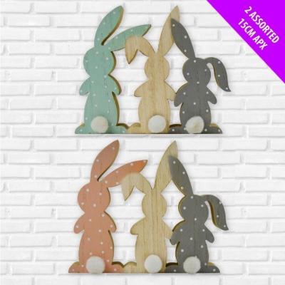 3 Bunny With Pom Pom Stand ( 23166Dav )