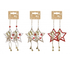 Hanging Star With Reindeer And Bells 2Pc