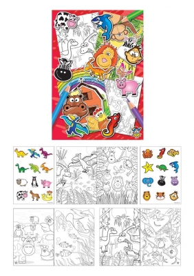 Mini Fun Sticker and Colouring Books 10.5cm x 14.5cm X 48
