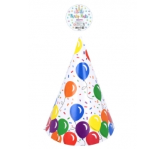 144 x Pre-Assembled Balloon Party Cone Hat (16.5cm)