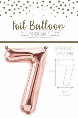 25" Number 7 Rose Gold Foil Balloon