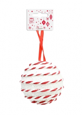 Glitter Candy Stripe Bauble 80Mm