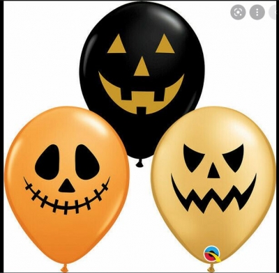 Halloween 11" Jack Face Balloons Black Orange & Gold 25 Pack