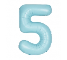 34" Unique Matte Blue Number 5 Foil Balloon