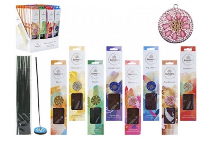 Incense Sticks And Sparkleholder 30 Pack 10" 4 Scents